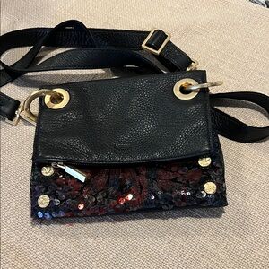 Hammitt Rare black leather and mosaic sequin crossbody bag